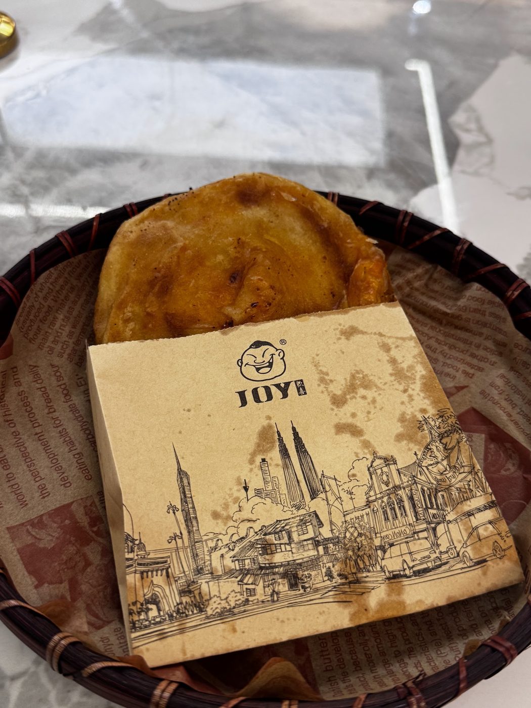 Roti patty in a KL skyline bag