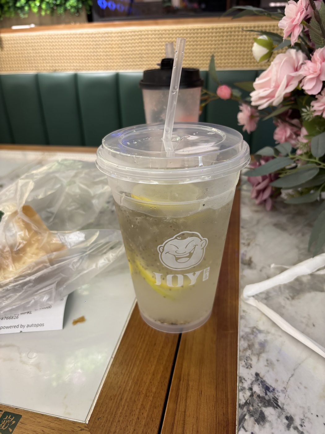 Lemon chia drink in the dining room